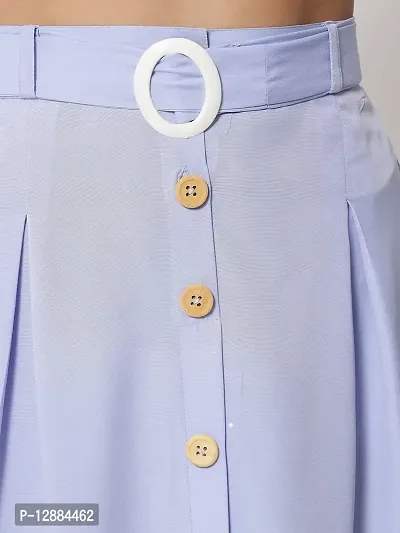 Stylish Crepe Light Blue Full Length Solid A-line Skirt For Women-thumb3