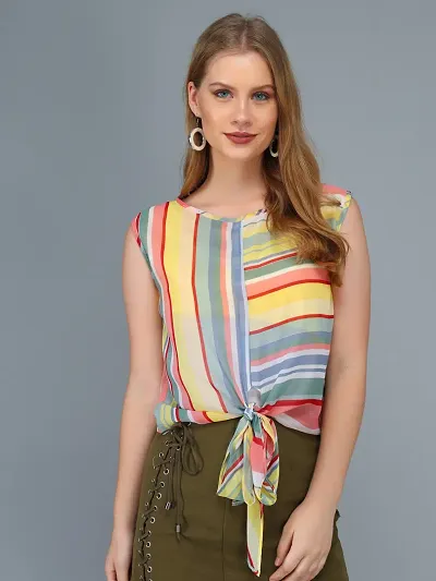 Elegant Georgette Striped Top For Women