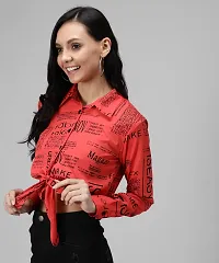 Elegant Red Crepe Printed Top For Women-thumb2