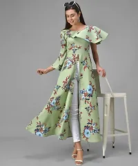 Stylish Green Crepe Printed A-Line Dress For Women-thumb1