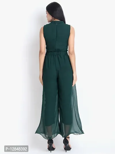 Trendy Green Georgette Solid Jumpsuit For Women-thumb2