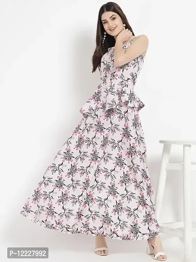 Stylish Pink Crepe Printed A-Line Dress For Women-thumb3