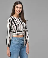 Elegant Multicolor2 Crepe Striped Top For Women-thumb2