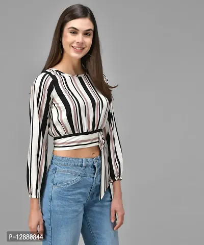 Elegant Multicolor2 Crepe Striped Top For Women-thumb3