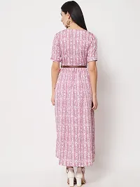 Stylish Pink Crepe Printed A-Line Dress For Women-thumb1