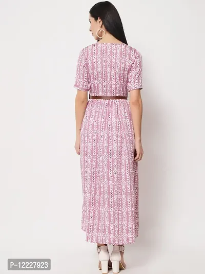 Stylish Pink Crepe Printed A-Line Dress For Women-thumb2