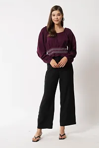 Elegant Purple Crepe Embroidered Top For Women-thumb3