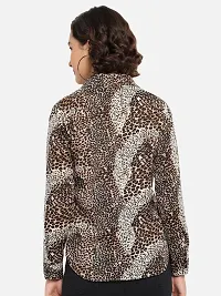 Elegant Brown Polyester Animal Print Shirt For Women-thumb1