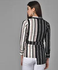 Elegant Multicoloured Crepe Striped Shirt For Women-thumb1