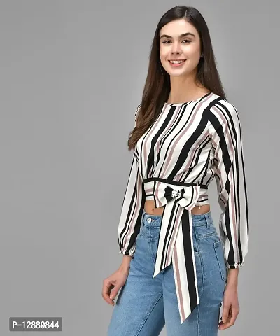 Elegant Multicolor2 Crepe Striped Top For Women-thumb5