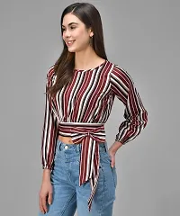 Elegant Multicolor Crepe Striped Top For Women-thumb3