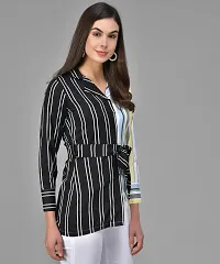 Elegant Multicoloured Crepe Striped Shirt For Women-thumb3