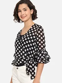 Elegant Black Georgette Printed Top For Women-thumb2