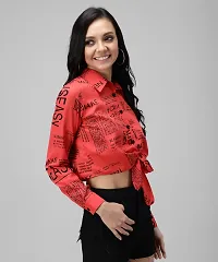 Elegant Red Crepe Printed Top For Women-thumb3