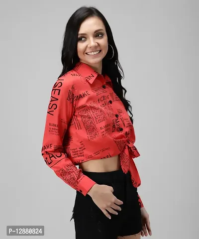 Elegant Red Crepe Printed Top For Women-thumb4