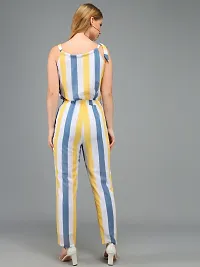 Trendy Yellow Georgette Striped Jumpsuit For Women-thumb2