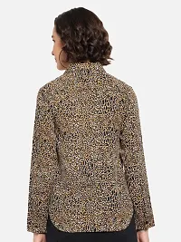 Elegant Brown Polyester Animal Print Shirt For Women-thumb1