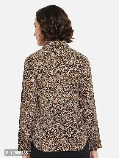 Elegant Brown Polyester Animal Print Shirt For Women-thumb2