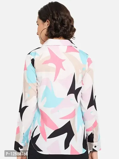 Elegant Multicoloured Crepe Printed Shirt For Women-thumb2