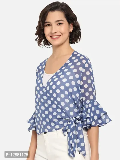 Elegant Blue Georgette Printed Top For Women-thumb5