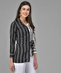 Elegant Multicoloured Crepe Striped Shirt For Women-thumb2