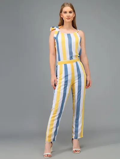 Trendy Georgette Striped Jumpsuit For Women