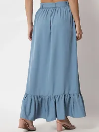 Stylish Crepe Blue Full Length Solid A-line Skirt For Women-thumb1