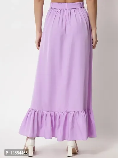 Stylish Crepe Purple Full Length Solid A-line Skirt For Women-thumb2