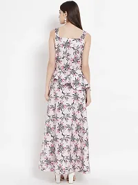 Stylish Pink Crepe Printed A-Line Dress For Women-thumb1