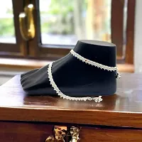 Shimmering Silver Alloy Emerald Anklet For Women-thumb1