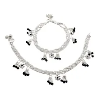 Shimmering Silver Alloy Emerald Anklet For Women-thumb2