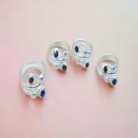 Shimmering Silver Plated Women Toe Rings Combo-thumb2