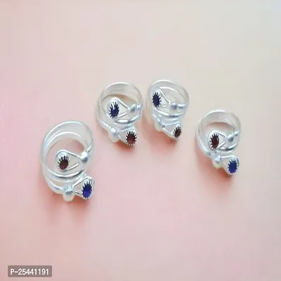 Shimmering Silver Plated Women Toe Rings Combo-thumb3