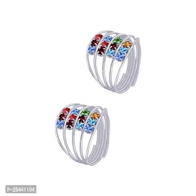 Shimmering Silver Plated Women Toe Rings Combo-thumb0