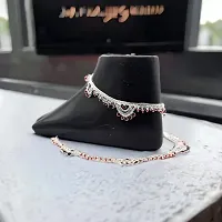 Shimmering Silver Alloy Emerald Anklet For Women-thumb3