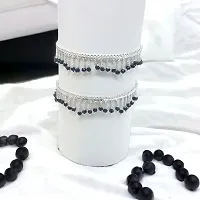 Shimmering Silver Alloy Emerald Anklet For Women-thumb2