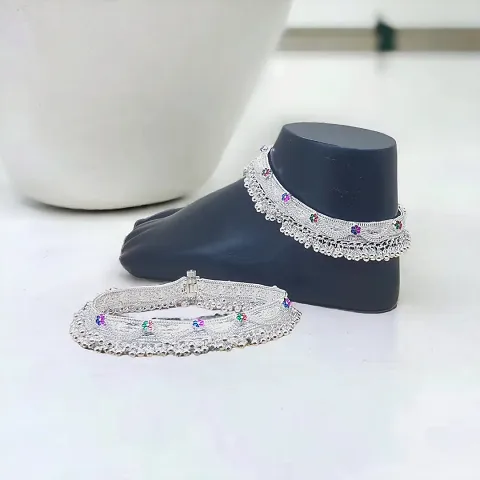 Shimmering Alloy Emerald Anklet For Women