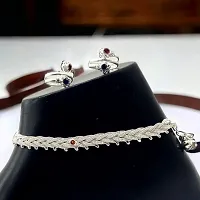 Shimmering Silver Alloy Emerald Anklet For Women-thumb3