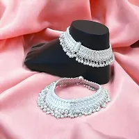 Shimmering Silver Alloy Emerald Anklet For Women-thumb2