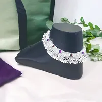 Shimmering Silver Alloy Emerald Anklet For Women-thumb1