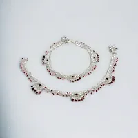 Shimmering Silver Alloy Emerald Anklet For Women-thumb2