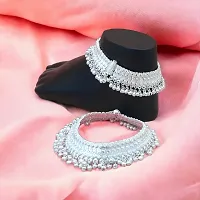 Shimmering Silver Alloy Emerald Anklet For Women-thumb3