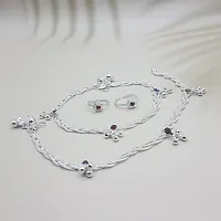 Shimmering Silver Alloy Emerald Anklet For Women-thumb2