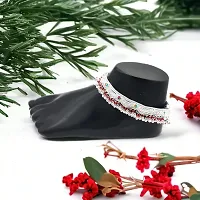 Shimmering Silver Alloy Emerald Anklet For Women-thumb1