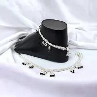 Shimmering Silver Alloy Emerald Anklet For Women-thumb1