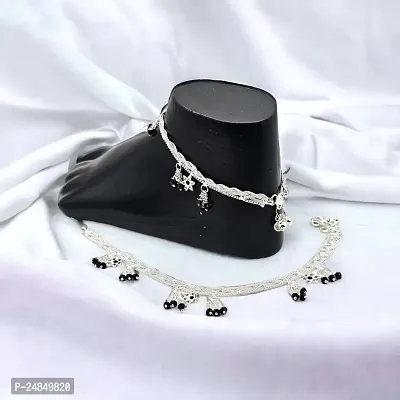 Shimmering Silver Alloy Emerald Anklet For Women-thumb2