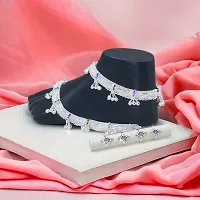 Shimmering Silver Alloy Emerald Anklet For Women-thumb4