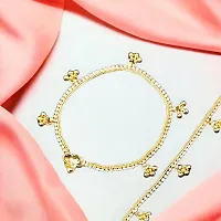 Shimmering Golden Alloy Emerald Anklet For Women-thumb1