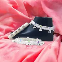 Shimmering Silver Alloy Emerald Anklet For Women-thumb2