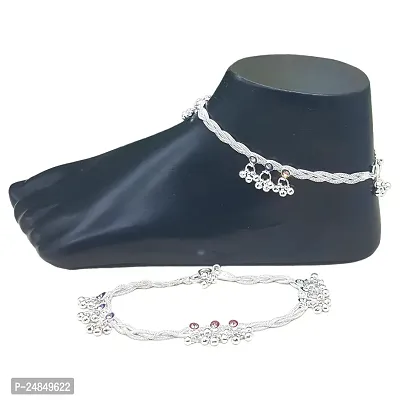 Shimmering Silver Alloy Emerald Anklet For Women-thumb3